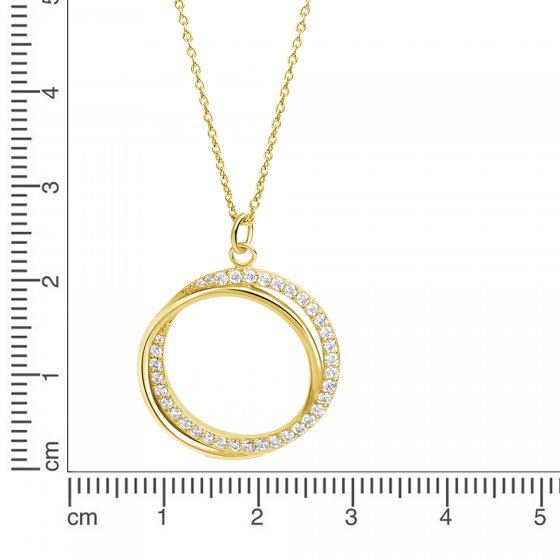 Halskette Silber 925 vergoldet 42+3cm lang mit weißen Zirkonia-Steinen 