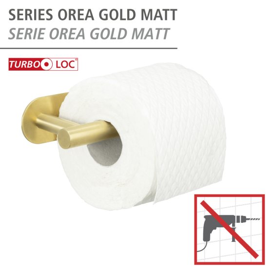 Turbo-Loc® Toilettenpapierhalter Mod. Orea Gold Matt, Befestigen ohne bohren 