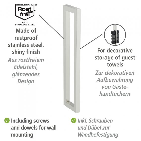 Edelstahl Handtuchhalter Mod. Reitani, aus rostfreiem Edelstahl 