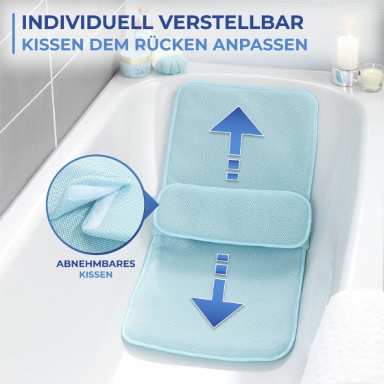 Badewannenmatte mit Kissen, aus 100% druckentlastendem Polyester-3D-Mesh-Gewebe 