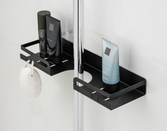 Turbo-Loc® Duschstangencaddy Mod. Altarella S, Schwarz, aus Edelstahl 