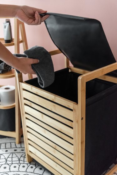 Wäschetruhe Mod. Ecori, FSC®-zertifizierter Bambus, recyceltes Polyester 