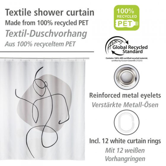 Duschvorhang Mod. Ladyline, 180 x 200 cm, Textil (100 % recyceltes Polyester) 