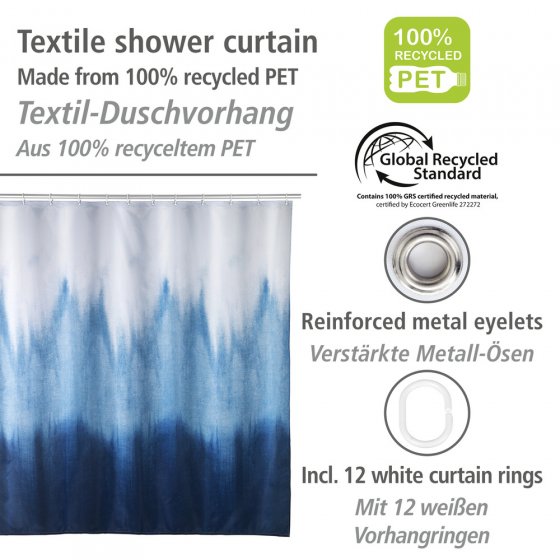 Duschvorhang Mod. Alara, 180 x 200 cm, Textil (100 % recyceltes Polyester) 