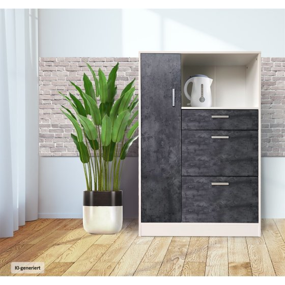 Küchenschrank Weiß-Beton Blanca L 