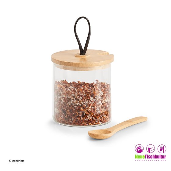 Vorratsglas rund Holzdeckel mit Schlaufe 