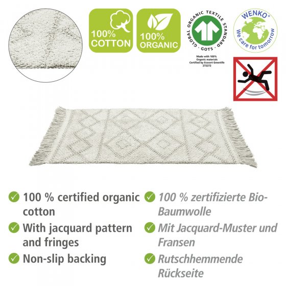 Badematte Mod. Urla Grau, aus zertifizierter Bio-Baumwolle