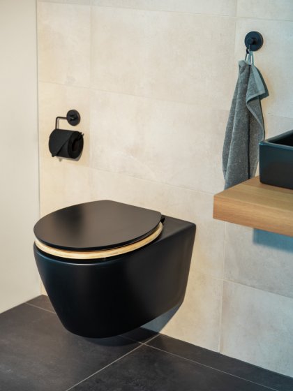 WC-Sitz Mod. Bambusa Black, aus MDF und Bambus 