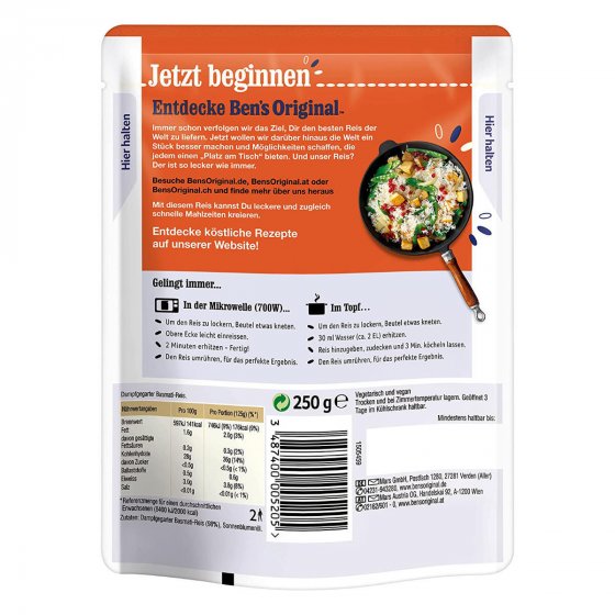 Bens Original Express Basmati Reis fertig in nur 2 Minuten 250g 