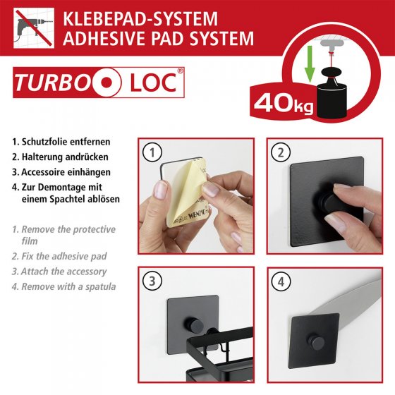 Turbo-Loc® WC-Garnitur Mod. Carpino Schwarz, Befestigen ohne Bohren 