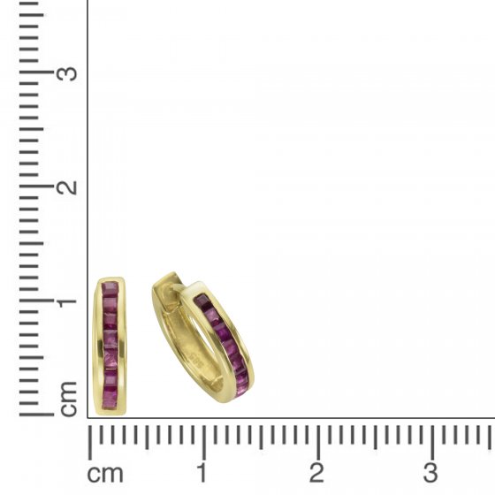 Ohrringe Gold 585 mit 16 natürlichen Rubinen 12mm Durchmesser 
