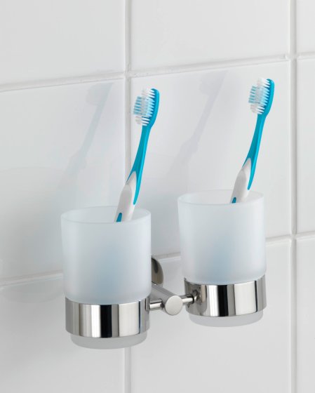 Zahnputzbecherhalter Duo Mod. Bosio Edelstahl glänzend, rostfrei 