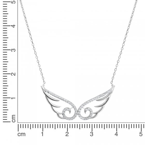 Kette Engelsflügelkette 925/- Sterling Silber rhodiniert Zirkonia Weiß 