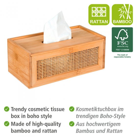 Kosmetiktuchbox Mod. Allegre, aus Bambus und Rattan 