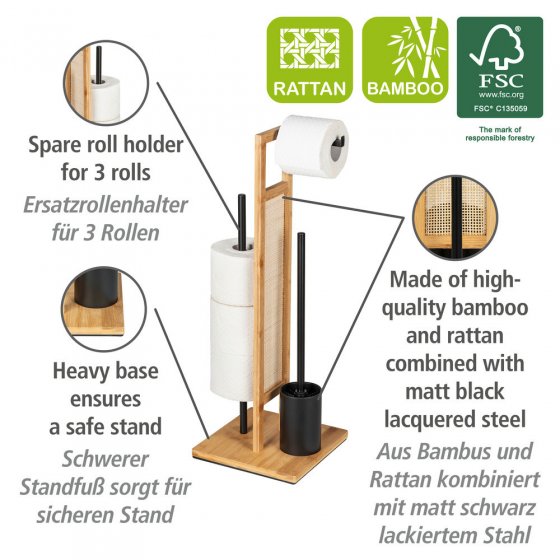 Stand WC-Garnitur Mod. Rivalta Allegre, aus Rattan und Bambus 