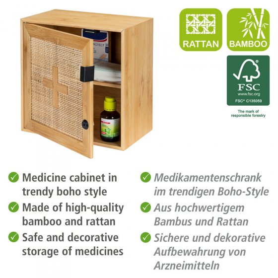 Medikamentenschrank Mod. Allegre, aus Bambus und Rattan 