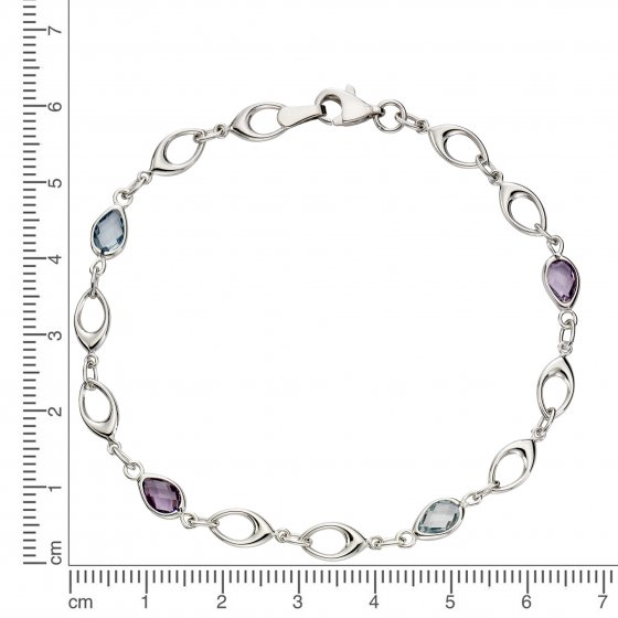Armband 375 Gold mit Blautopas (beh.) und Amethyst 