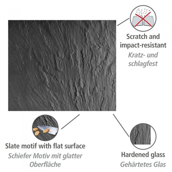 Glasrückwand Mod. Schiefer 60 x 50 cm, Spritzschutz für Herd oder Spüle