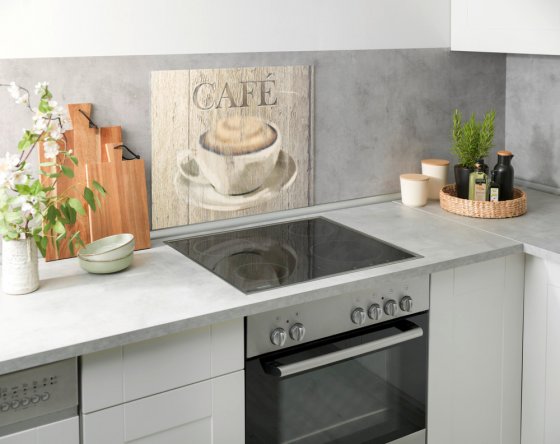 Glasrückwand Mod. Café 60 x 50 cm, Spritzschutz für Herd oder Spüle