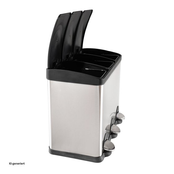 Mülleimer mit 3 Kammern Jannik 45 Liter Silber Schwarz 
