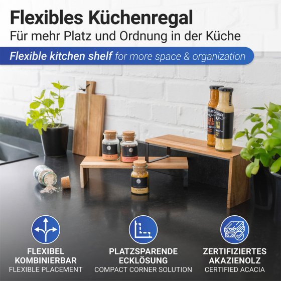 Küchenregal Mod. Vali Akazie, aus FSC® zertifiziertem Akazienholz