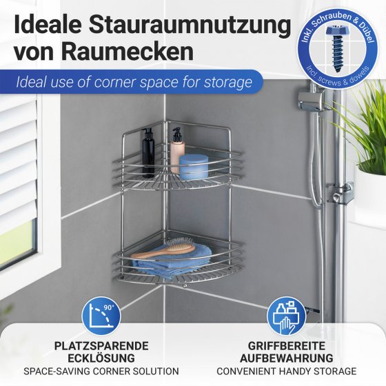 Eckwandablage Mod. Milano mit 2 Etagen, Chrom