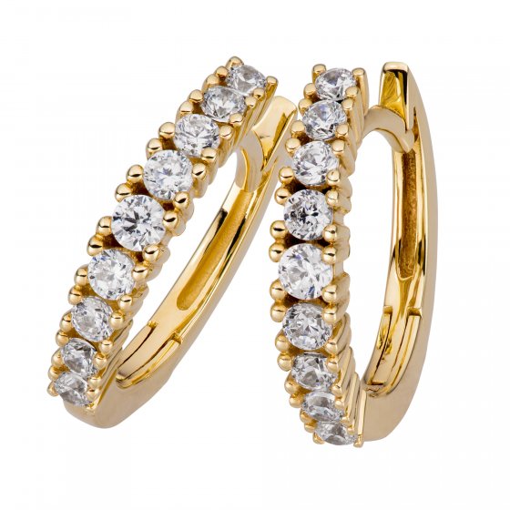 Ohrringe Gold 333 mit 18 weißen Zirkonia-Steinen 