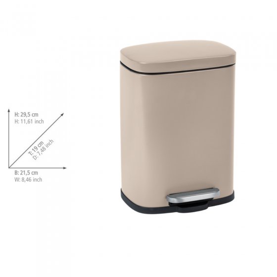 Treteimer Mod. Leno, Taupe 5 L, Easy-Close Absenkautomatik