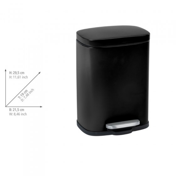 Treteimer Mod. Leno, Schwarz 5 L, Easy-Close Absenkautomatik