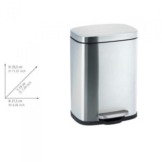 Treteimer Mod. Leno, Edelstahl matt 5 L, Easy-Close Absenkautomatik