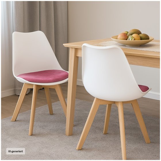 Design-Stühle mit Kunststoffschale und Samt-Sitzki Skandinavischer Look für Esszimmer und Küche 