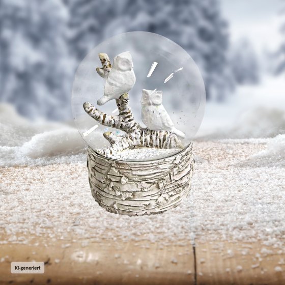 Schneekugel Eulen 