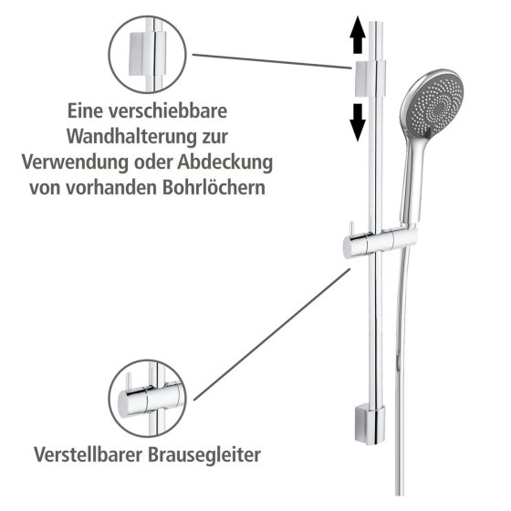 Brauseset Watersaving Chrom, Länge Stange: 70 cm 