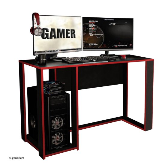 Gaming Schreibtisch Schwarz/Rot Moderner Gamer-Tisch 120 x 76 x 54 cm 