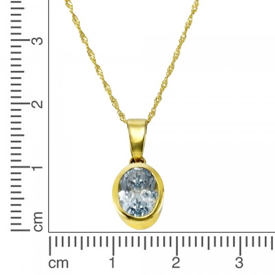 Halskette 375/- Gelbgold Blautopas (beh) 