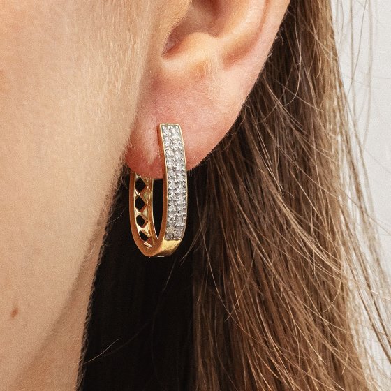 Ohrringe Gold 585 zweifarbig mit 40x Diamant zus. 0,20ct. 