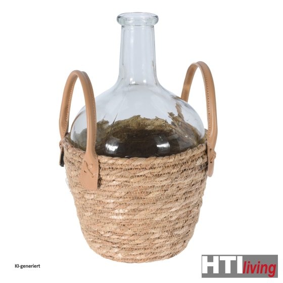 Glasvase mit Naturbezug Flaschenform 