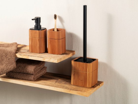 Bad-Accessoire Set Mod. Serro, 2-teilig, aus stabilem Bambus 