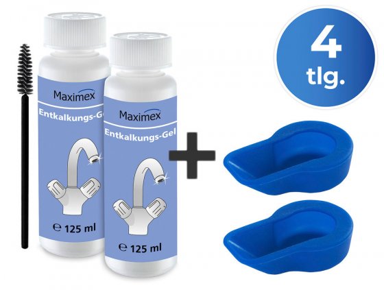 Anti-Kalk-Caps und Entkalkungsgel, 4-teiliges Set, mit frischem Zitrusduft 
