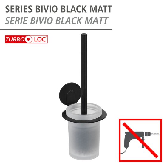 Turbo-Loc® WC-Garnitur Mod. Bivio Black matt, aus satiniertem Glas 