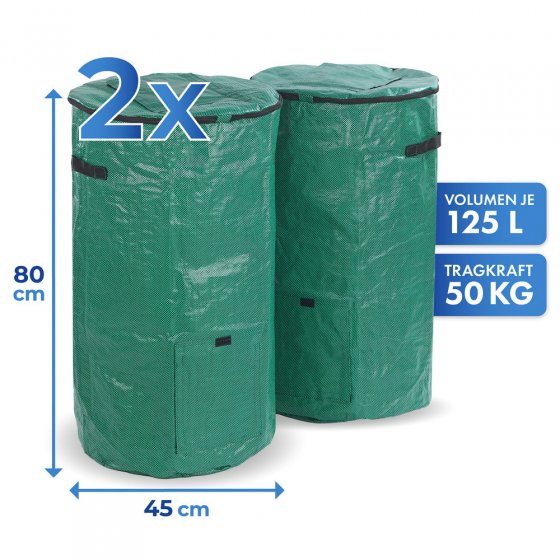 Komposter faltbar, 2er Set, Grün, Fassungsvermögen je 125 l 