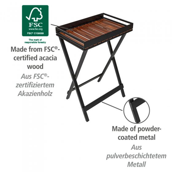 Beistelltisch mit Tablett Mod. Taba , FSC® zertifiziertes Akazienholz