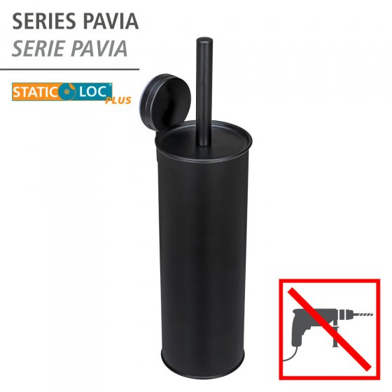 Static-Loc® Plus WC-Garnitur Mod. Pavia Schwarz, geschlossen, Befestigen ohne Bohren 