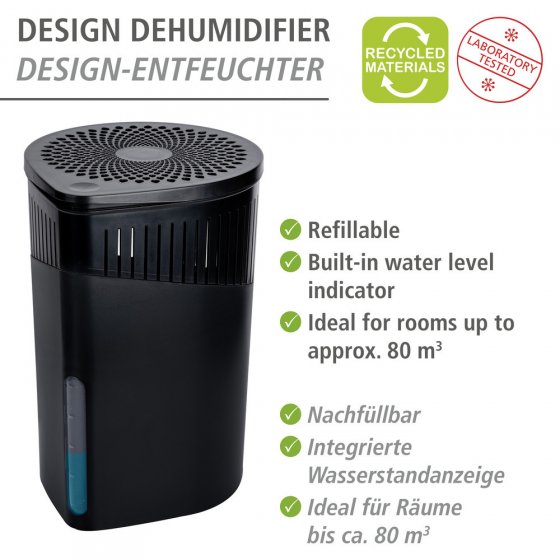 Raumentfeuchter Mod. Drop Schwarz 2 x 1000 g, für Räume bis ca. 80 m³