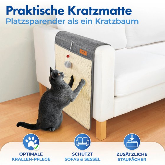 Katzen Kratzmatte, platzsparend für die Couchlehne 