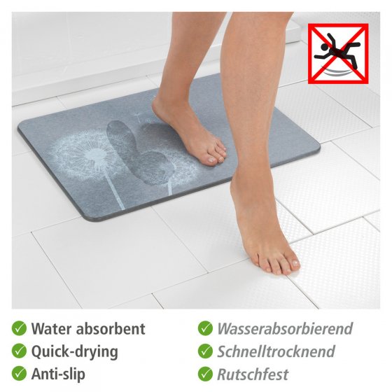 Badematte Mod. Astera Grau, aus natürlichem Diatomit 