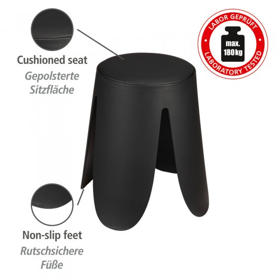 Badhocker Mod. Comiso Schwarz matt, belastbar bis 180 kg 