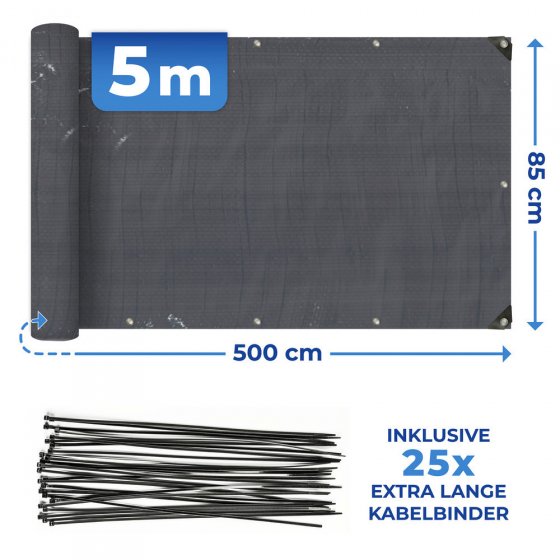 Balkon-Sichtschutz, ANTHRAZIT UNI, UV- und witterungsbeständig 