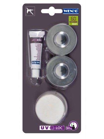 UV-Loc® Befestigungsset Chrom, Befestigen ohne Bohren mit innovativem Klebesystem UV-Loc® 