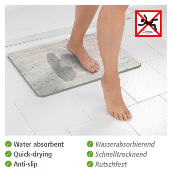 Badematte Mod. Puna Grau, aus natürlichem Diatomit 